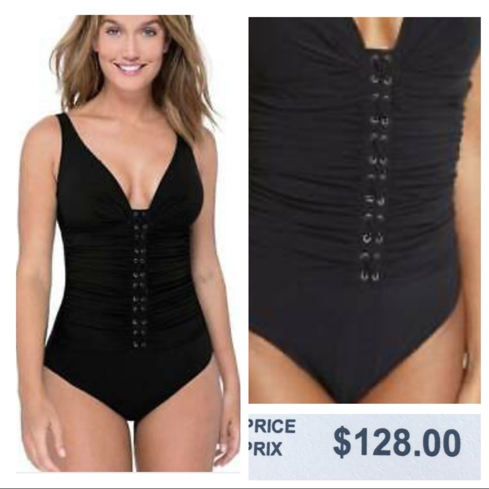 NWT! Profile by Gottex Moto Lace-Up One Piece